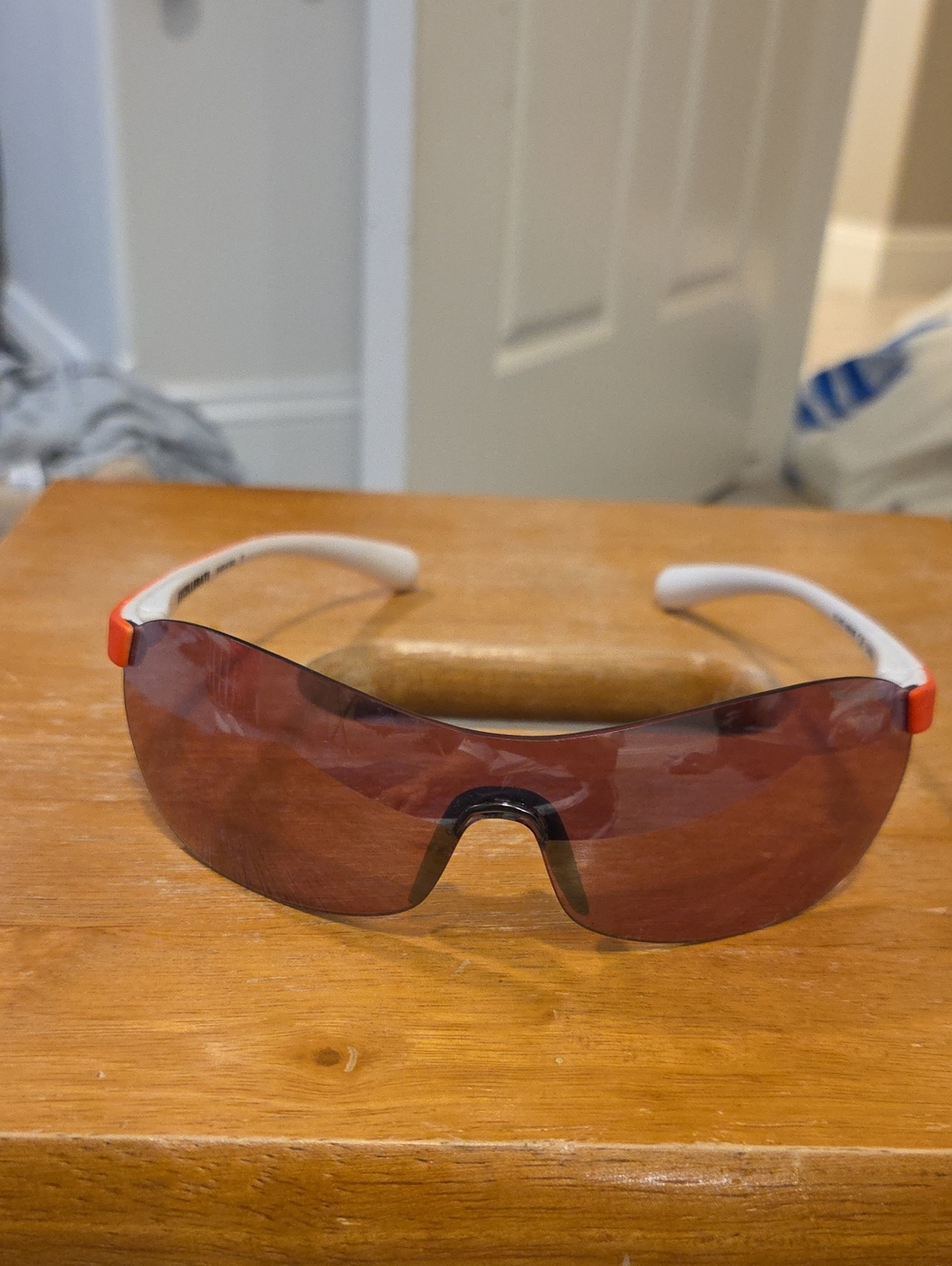 Nike White Temple Sports Shield Sunglasses with Tinted Lens